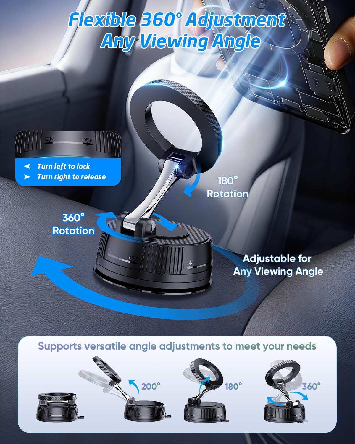 New Release Magsafe Vaccum Dashboard Car Mount TCC81 - Image 4